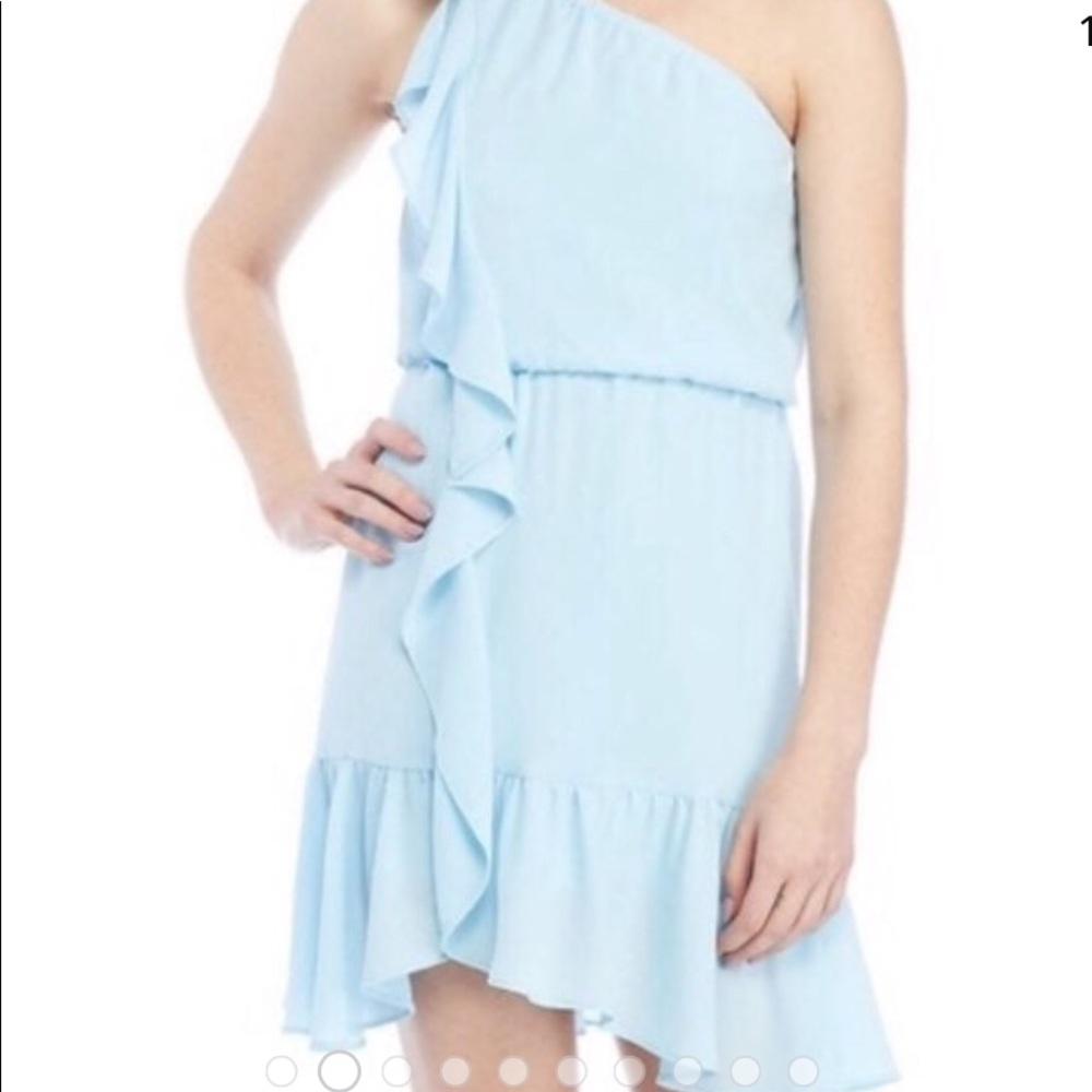 NEW Kaari Blue One Shoulder Ruffle Dress